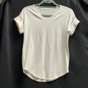 Lululemon white cotton t shirt w/ royal blue trim